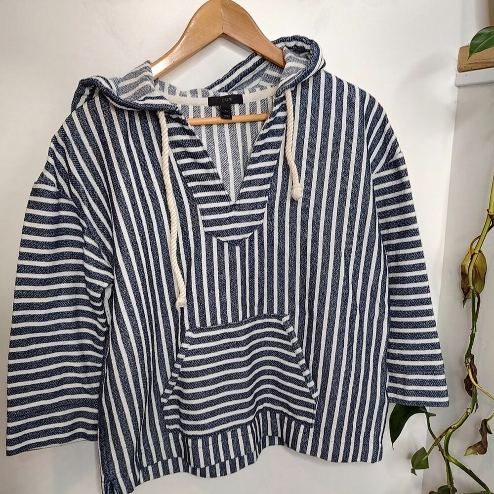 J.Crew Striped Baja Hoodie in Navy/White Size Medium - Picture 2 of 12